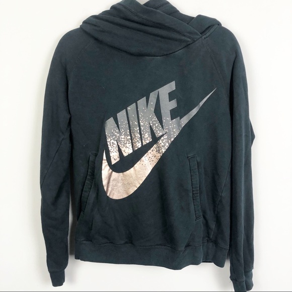 black nike hoodie with rose gold swoosh